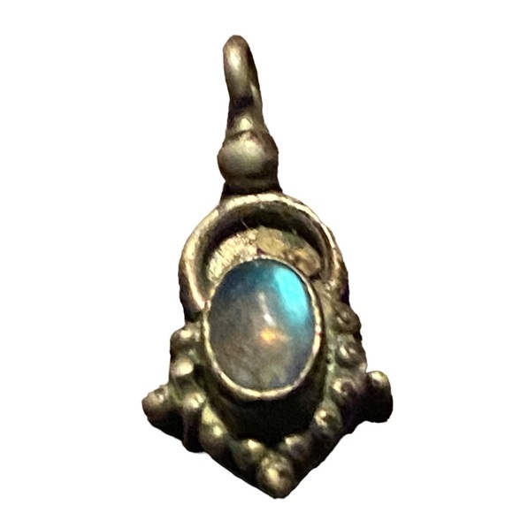 Labradorite Moonstone Cabochon Sterling Silver Bali Style Charm Pendant - Picture 1 of 4